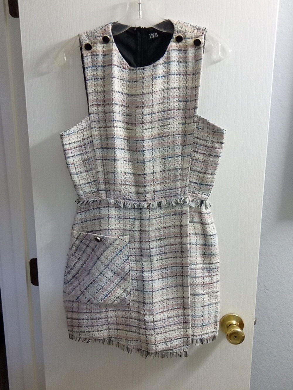 Zara Cream Multi-Thread Tweed Mini Dress